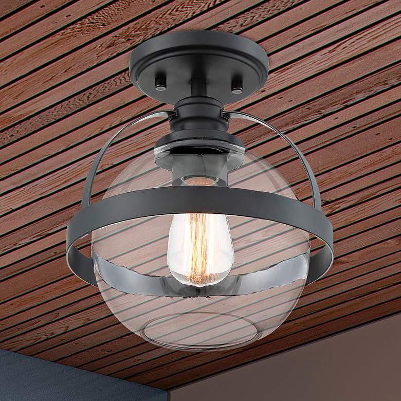 Image 1 Savoy House Pendleton 9 1/2" Wide Matte Black Ceiling Light