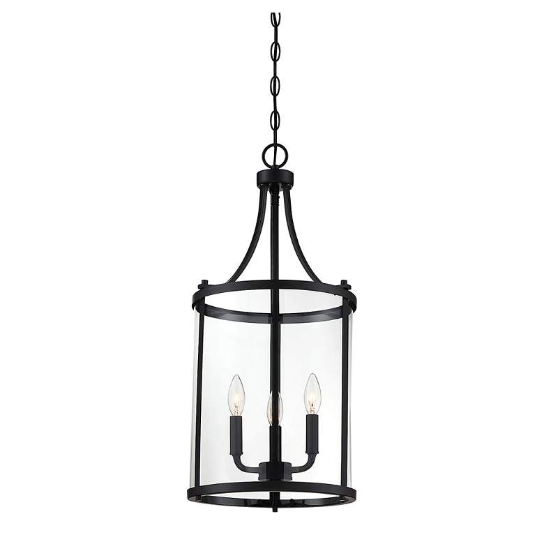 Image 3 Savoy House Penrose 12" Wide 3-Light Black and Glass Lantern Pendant more views