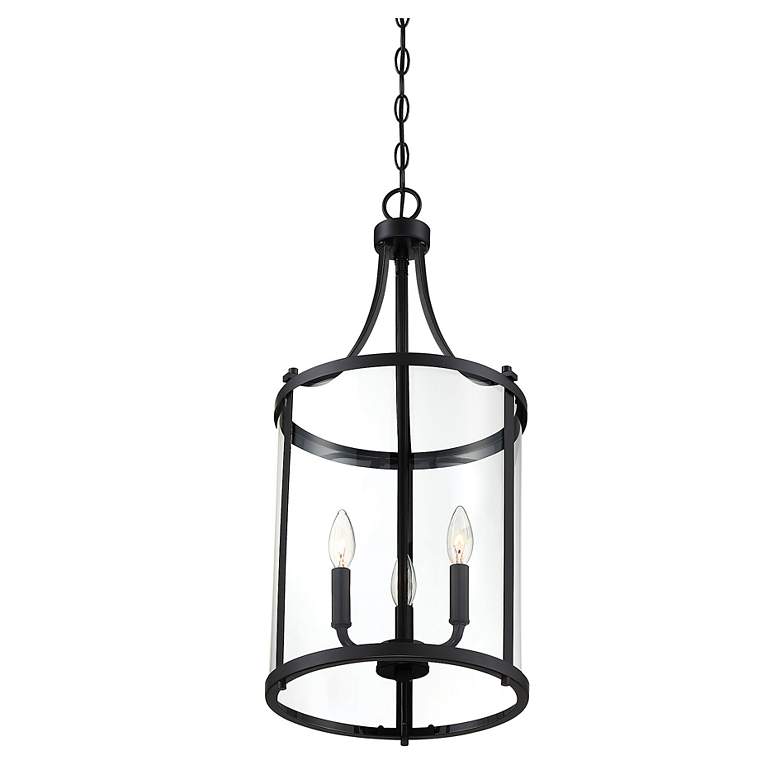Image 4 Savoy House Penrose 12" Wide 3-Light Black and Glass Lantern Pendant more views
