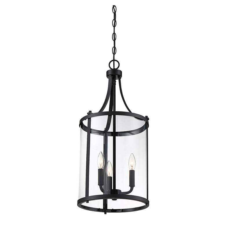 Image 5 Savoy House Penrose 12" Wide 3-Light Black and Glass Lantern Pendant more views