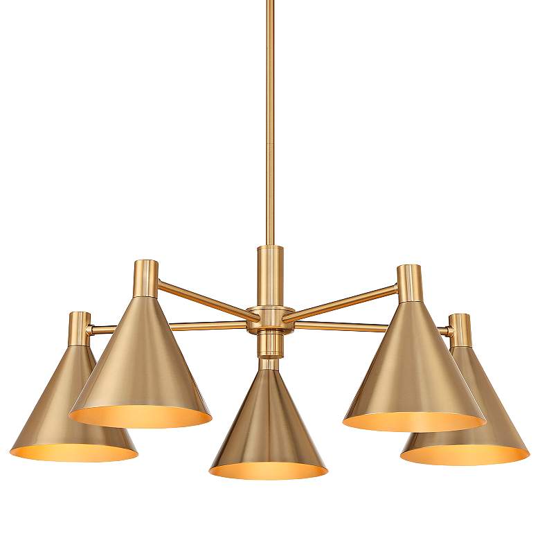 Image 1 Savoy House Pharos 30" Wide Noble Brass 5-Light Chandelier