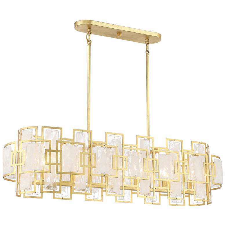 Image 1 Savoy House Portia 12 inch Wide True Gold 6-Light Linear Chandelier