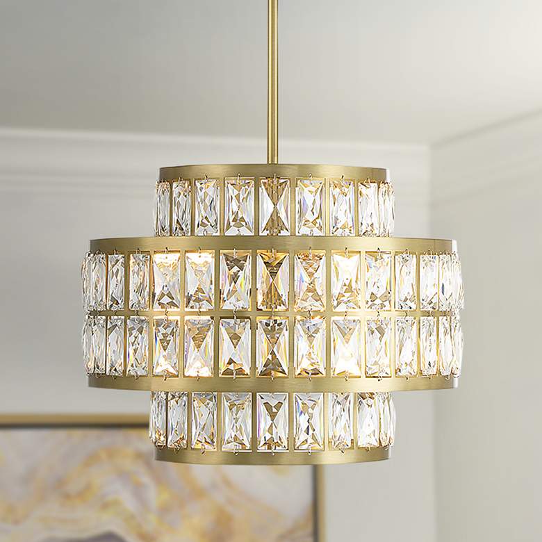 Image 1 Savoy House Renzo 16" Wide Warm Brass Metal 3-Light Pendant