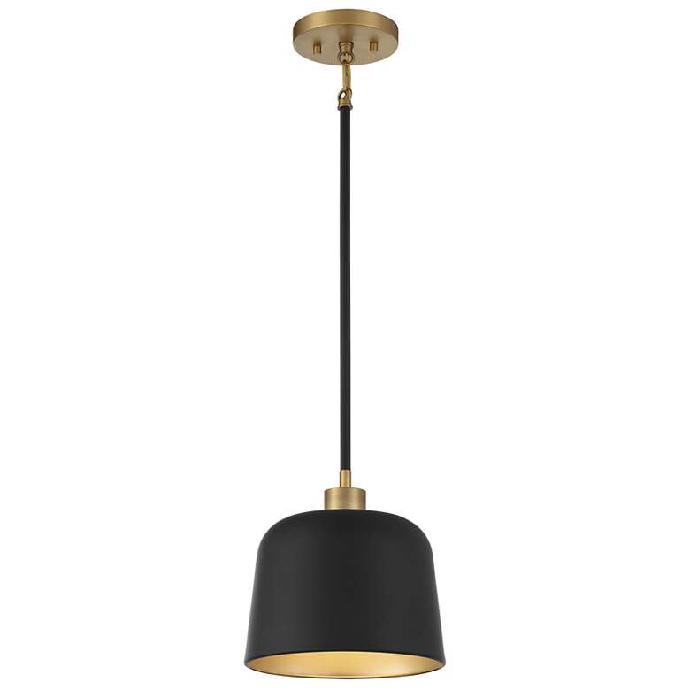 Image 1 Savoy House Risso 9" Wide Matte Black and Brass Mini Pendant