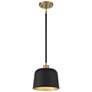 Savoy House Risso 9" Wide Matte Black and Brass Mini Pendant