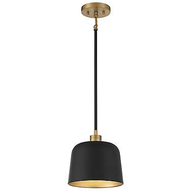 Savoy House Risso 9" Wide Matte Black and Brass Mini Pendant
