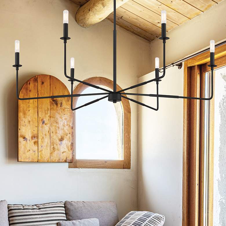 Image 2 Savoy House Salerno 42" Wide Matte Black 6-Light Chandelier