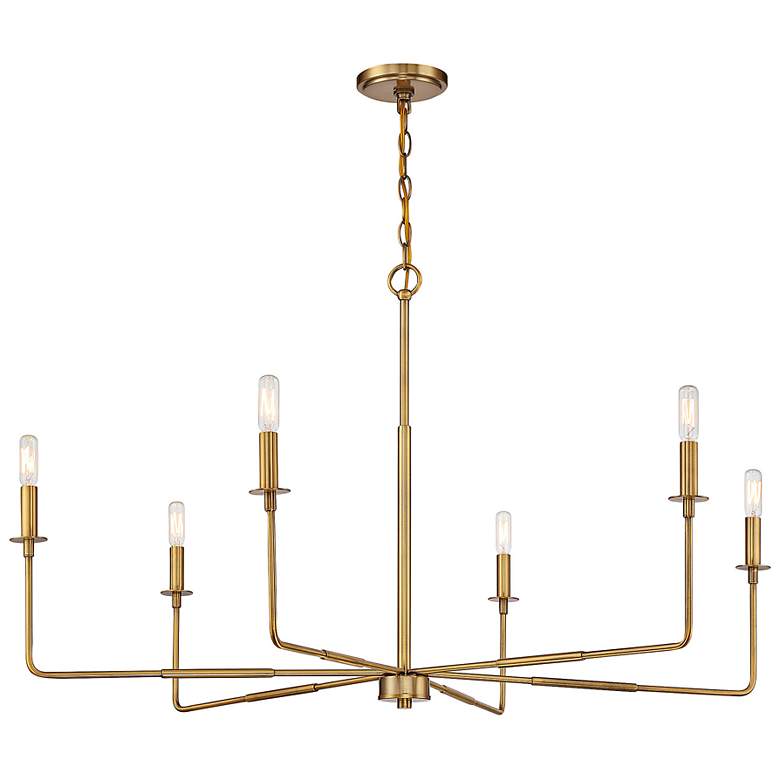 Image 4 Savoy House Salerno 42" Wide Warm Brass 6-Light Chandelier more views