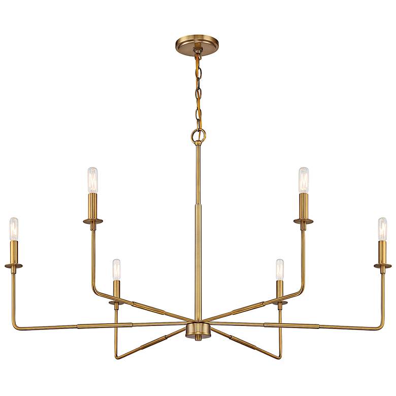 Image 5 Savoy House Salerno 42" Wide Warm Brass 6-Light Chandelier more views