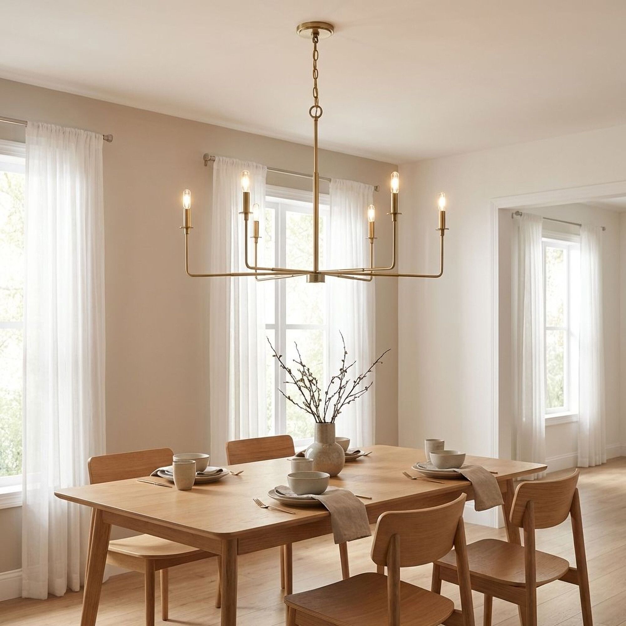 Savoy House Salerno 42" Wide Warm Brass 6-Light Chandelier