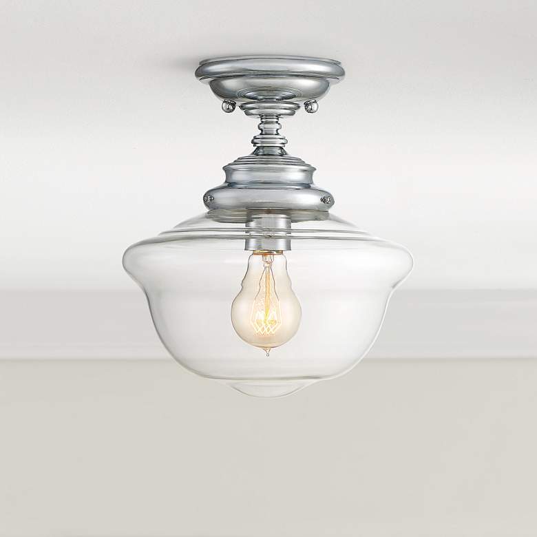 Image 1 Savoy House Schoolhouse 10" Wide Chrome Ceiling Light