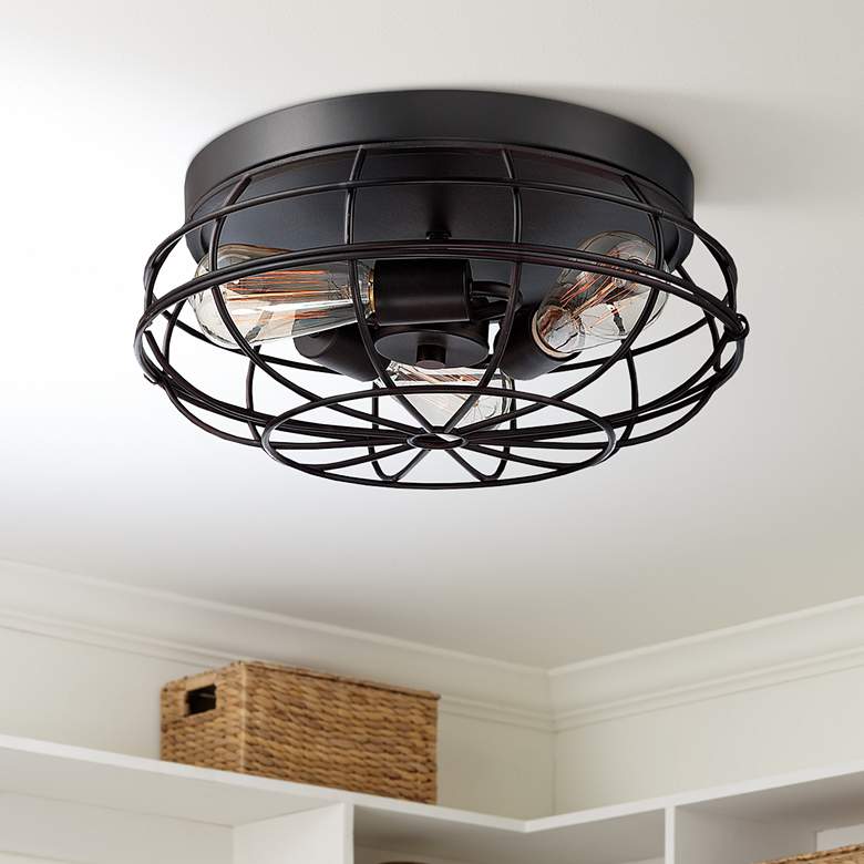 Image 2 Savoy House Scout 15"W English Bronze 3-Light Ceiling Light