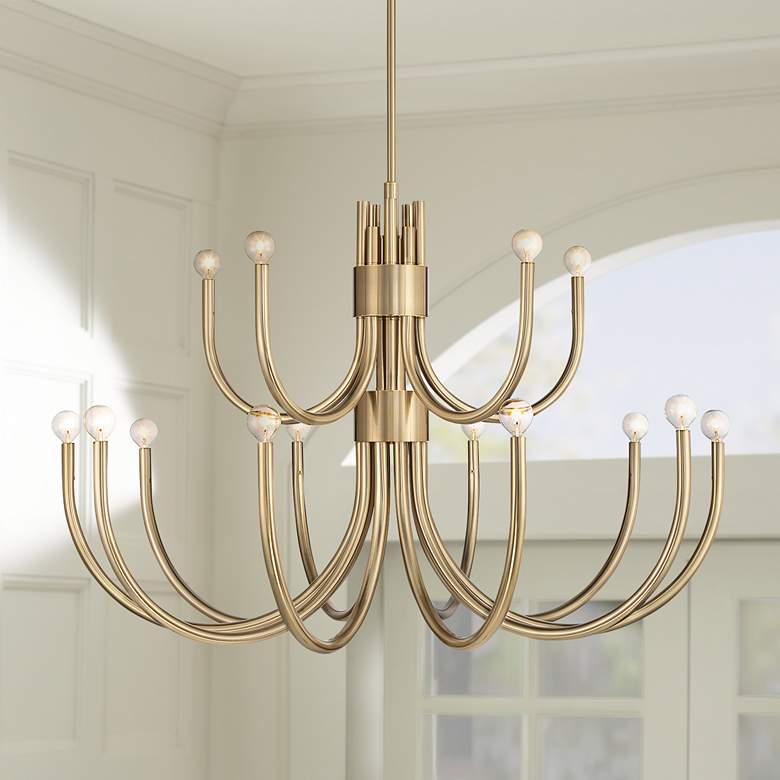 Image 1 Savoy House Sorrento 42" Wide Noble Brass 6-Light Chandelier