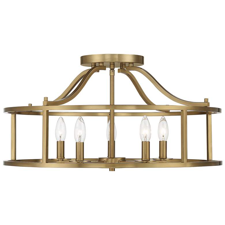 Image 1 Savoy House Stockton 24 inch Wide Warm Brass 5-Light Ceiling Light