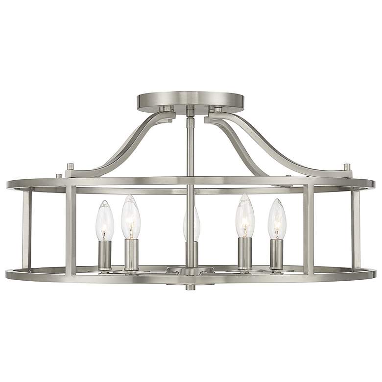 Image 1 Savoy House Stockton 24"W Satin Nickel 5-Light Ceiling Light