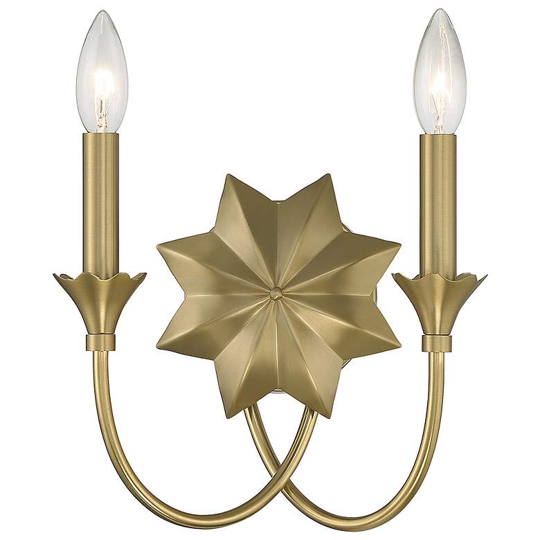 Image 1 Savoy House Sullivan 9" High Warm Brass 2-Light Wall Sconce