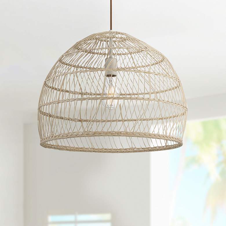 Image 1 Savoy House Sussex 20"W Natural Rattan Dome Pendant Light