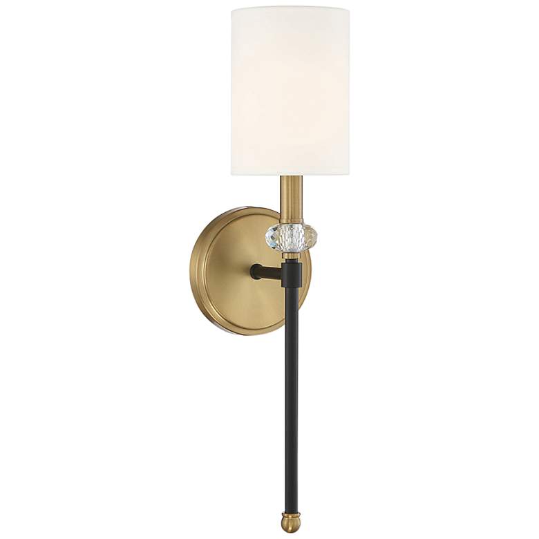 Image 1 Savoy House Tivoli 19"H Matte Black Warm Brass Wall Sconce