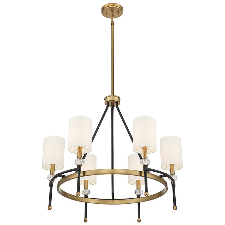 Image 6 Savoy House Tivoli 28" Matte Black Warm Brass 6-Light Ring Chandelier more views