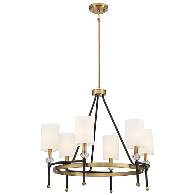 Image 7 Savoy House Tivoli 28" Matte Black Warm Brass 6-Light Ring Chandelier more views