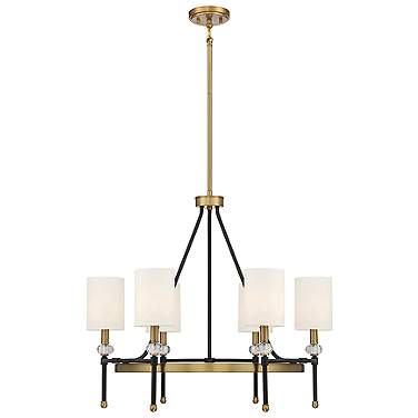 Savoy House Tivoli 28" Matte Black Warm Brass 6-Light Ring Chandelier