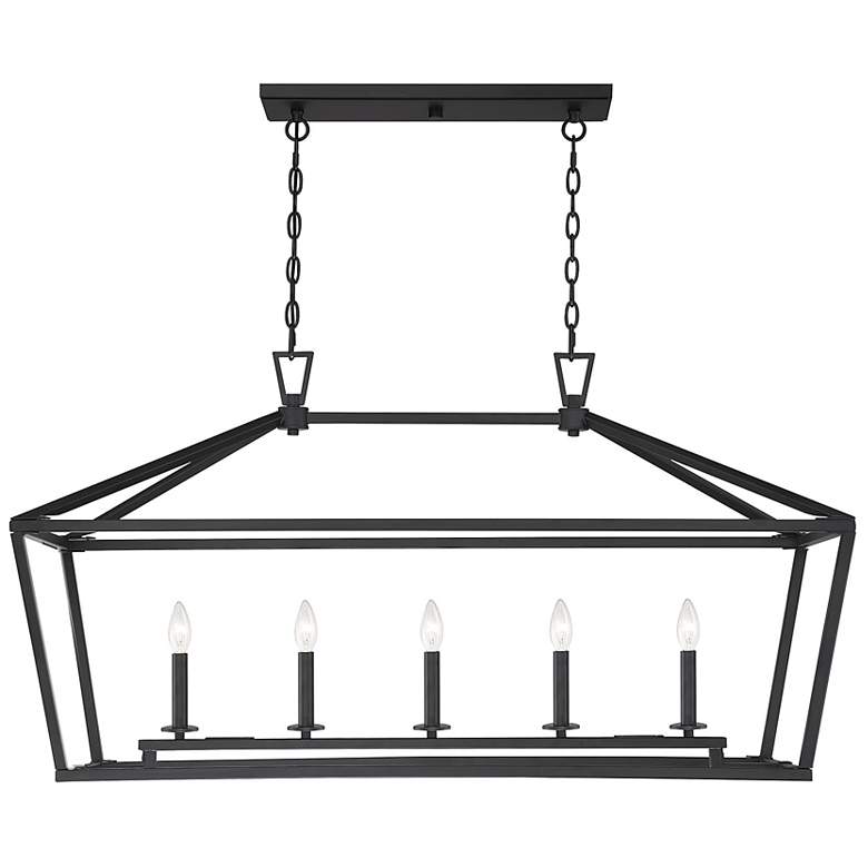 Image 1 Savoy House Townsend 44"W Black 5-Light Linear Chandelier
