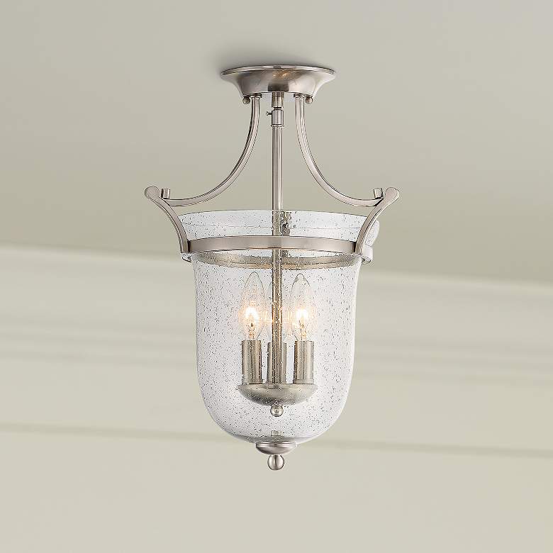 Image 1 Savoy House Trudy 12"W 3-Light Satin Nickel Ceiling Light