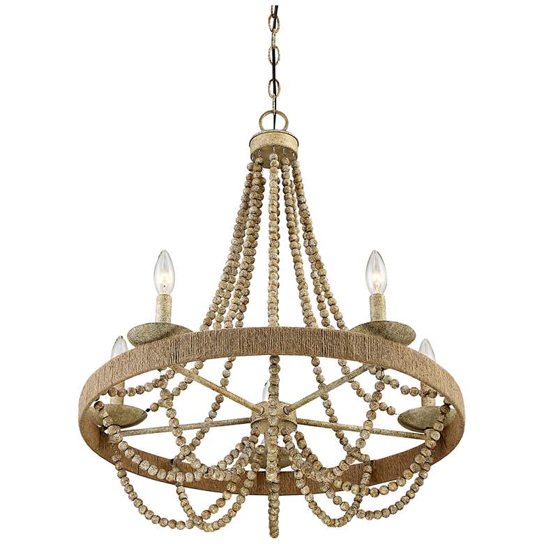 Image 1 Savoy House Truly 26" Wide Natural Wood 5-Light Chandelier