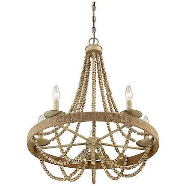 Savoy House Truly 26" Wide Natural Wood 5-Light Chandelier