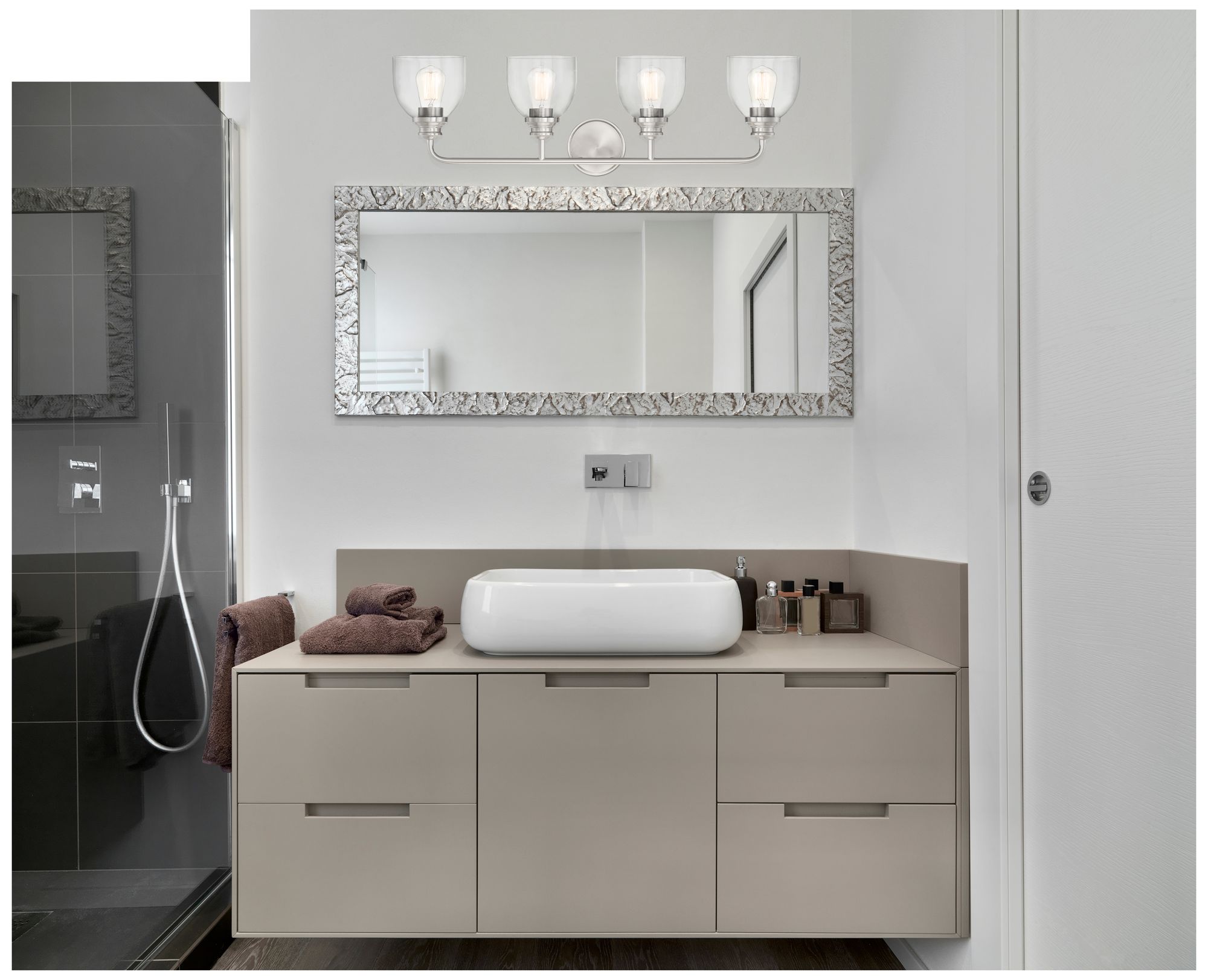 Image 6 Savoy House Vale 33"W Satin Nickel 4-Light Vanity Bath Light more views