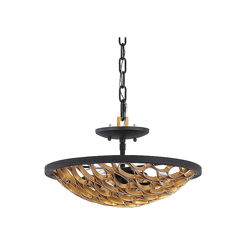 Image 1 Savoy House Ventura 16 inch Wide Matte Black and Gold 3-Light Ceiling Ligh