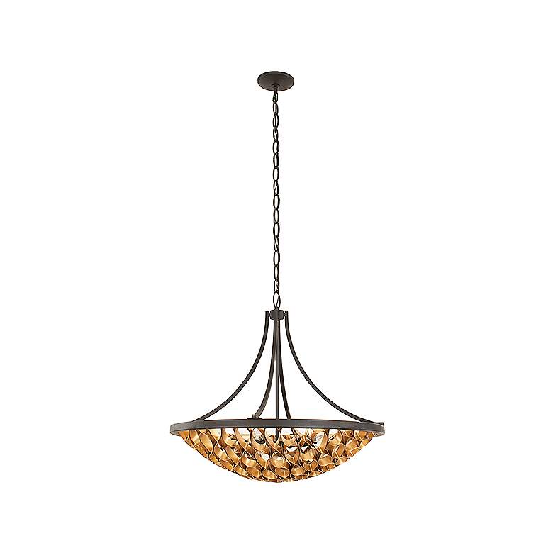 Image 1 Savoy House Ventura 28 inch Wide Matte Black and Gold 6-Light Pendant