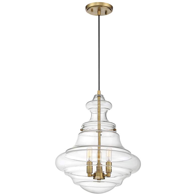 Image 1 Savoy House Waver 15" Wide Natural Brass 3-Light Pendant