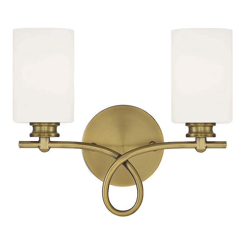 Image 1 Savoy House Woodbury 12" High Warm Brass 2-Light Wall Sconce