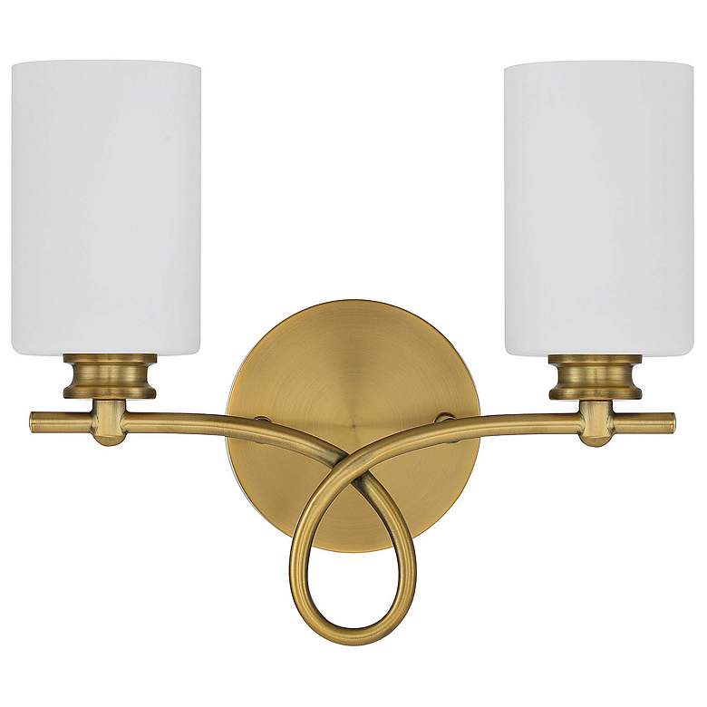 Image 2 Savoy House Woodbury 12" High Warm Brass 2-Light Wall Sconce more views