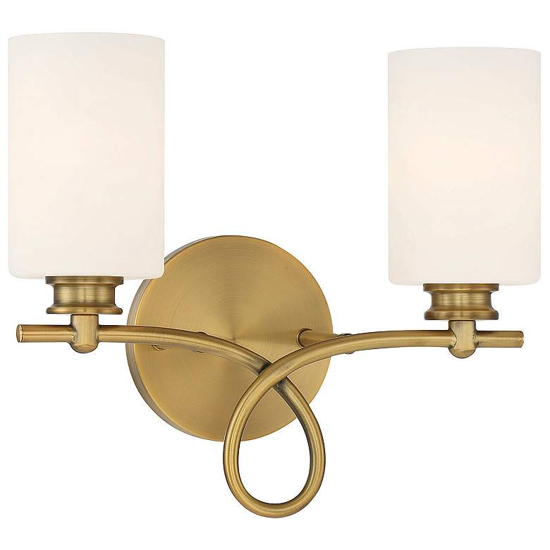 Image 3 Savoy House Woodbury 12" High Warm Brass 2-Light Wall Sconce more views