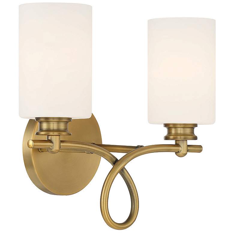 Image 4 Savoy House Woodbury 12" High Warm Brass 2-Light Wall Sconce more views