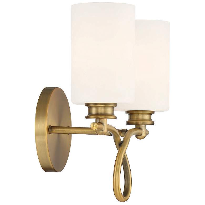 Image 5 Savoy House Woodbury 12" High Warm Brass 2-Light Wall Sconce more views