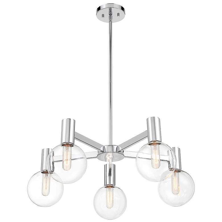 Image 4 Savoy House Wright 28" Wide Chrome 5-Light Chandelier more views