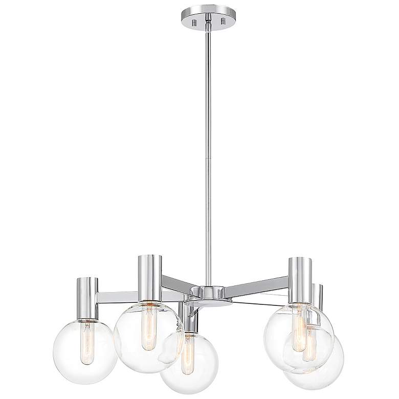 Image 5 Savoy House Wright 28" Wide Chrome 5-Light Chandelier more views