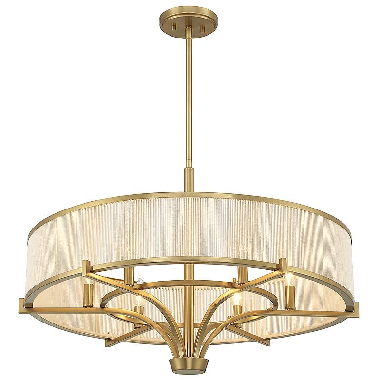 Image 6 Savoy House Wynwood 30"W Warm Brass 6-Light Drum Chandelier more views