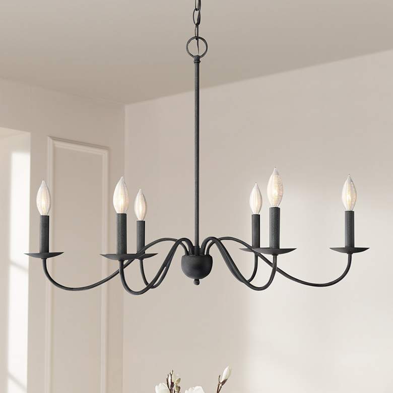 Image 1 Savoy House Xander 30" Wide Aged Iron 6-Light Chandelier