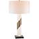 Sawtelle Strapped White Marble and Antique Brass Table Lamp
