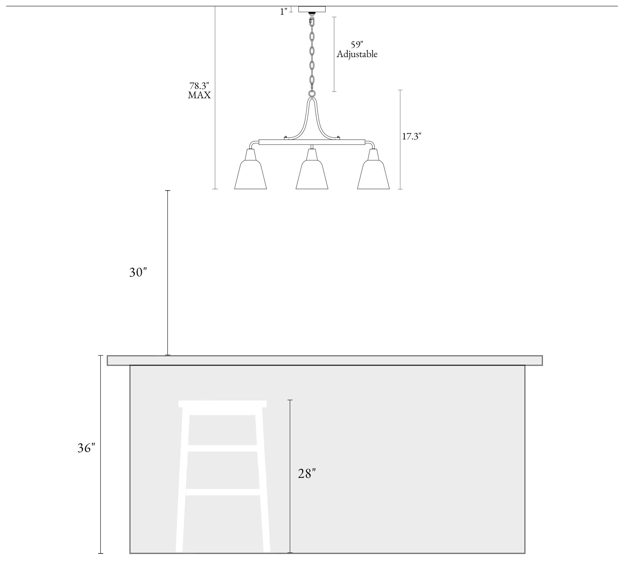 Sawuny 3-Light Gold Island Chandelier - Made to Order