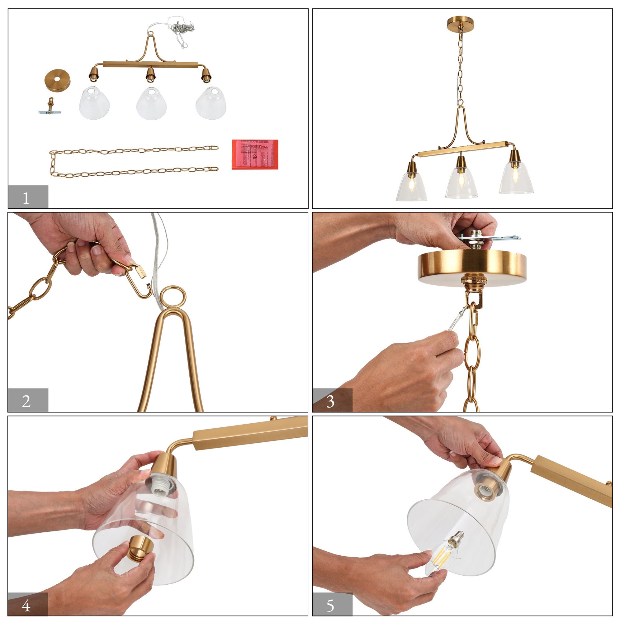 Sawuny 3-Light Gold Island Chandelier - Made to Order