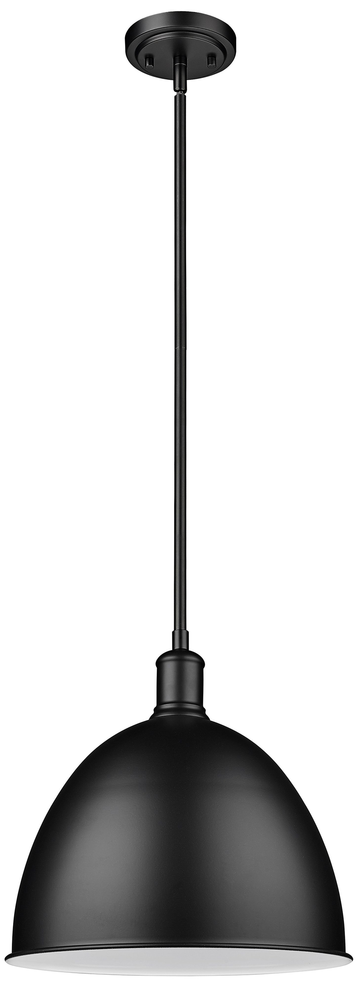 Sawyer 12 1/2" Wide Matte Black Dome Pendant Light in scene