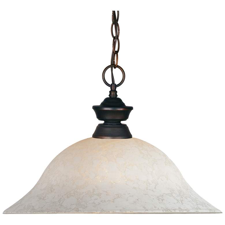 Image 1 Sawyer 16"W Olde Bronze Pendant Light with White Mottle Glass