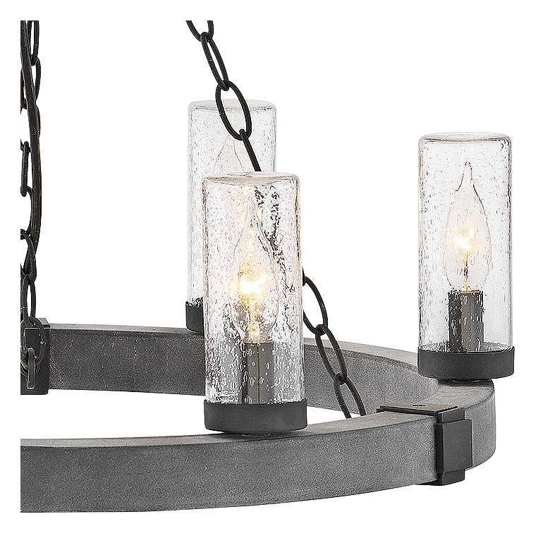 Image 3 Sawyer 24" Wide Aged Zinc Wagon Wheel Outdoor Chandelier more views