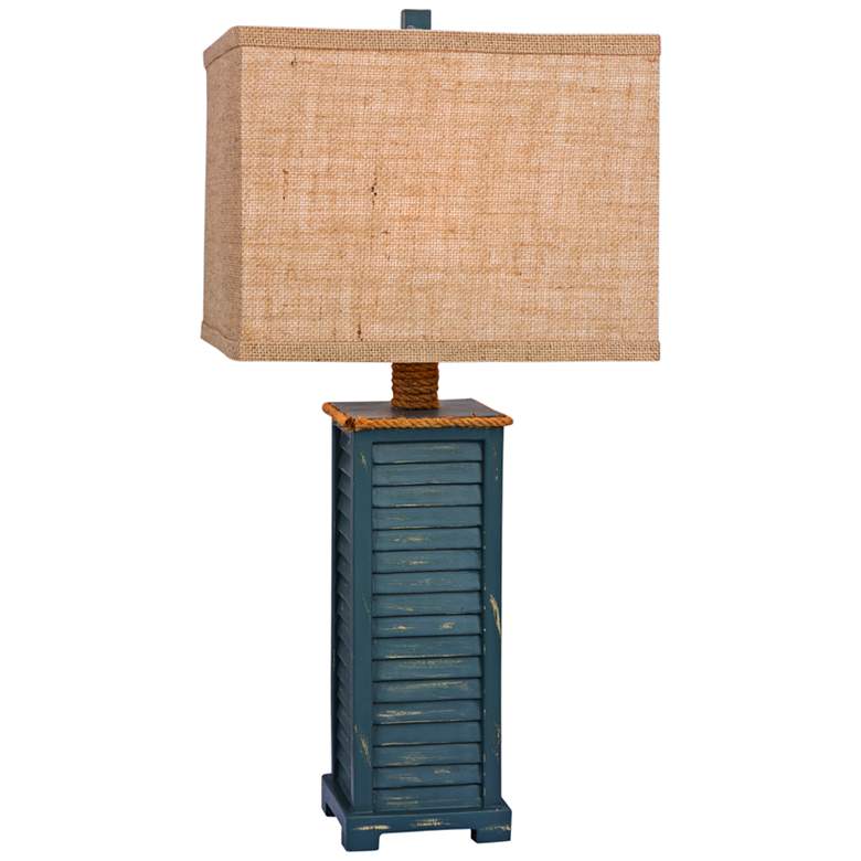 Image 1 Sawyer 25 1/2 inch Rustic Burlap and Antique Blue Table Lamp