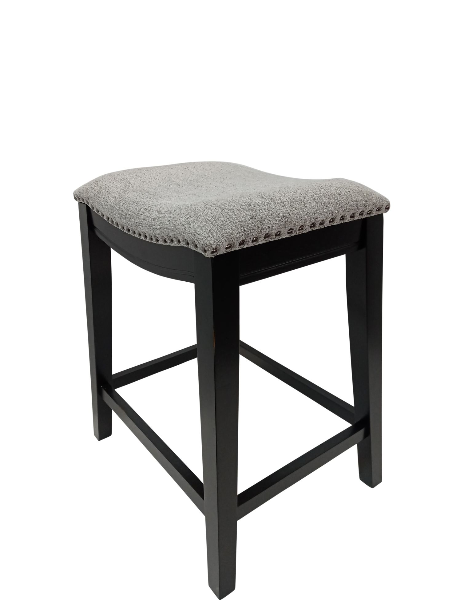 Image 2 Sawyer 25" Grey Chenille Antique Black Counter Stool Set of 2 more views